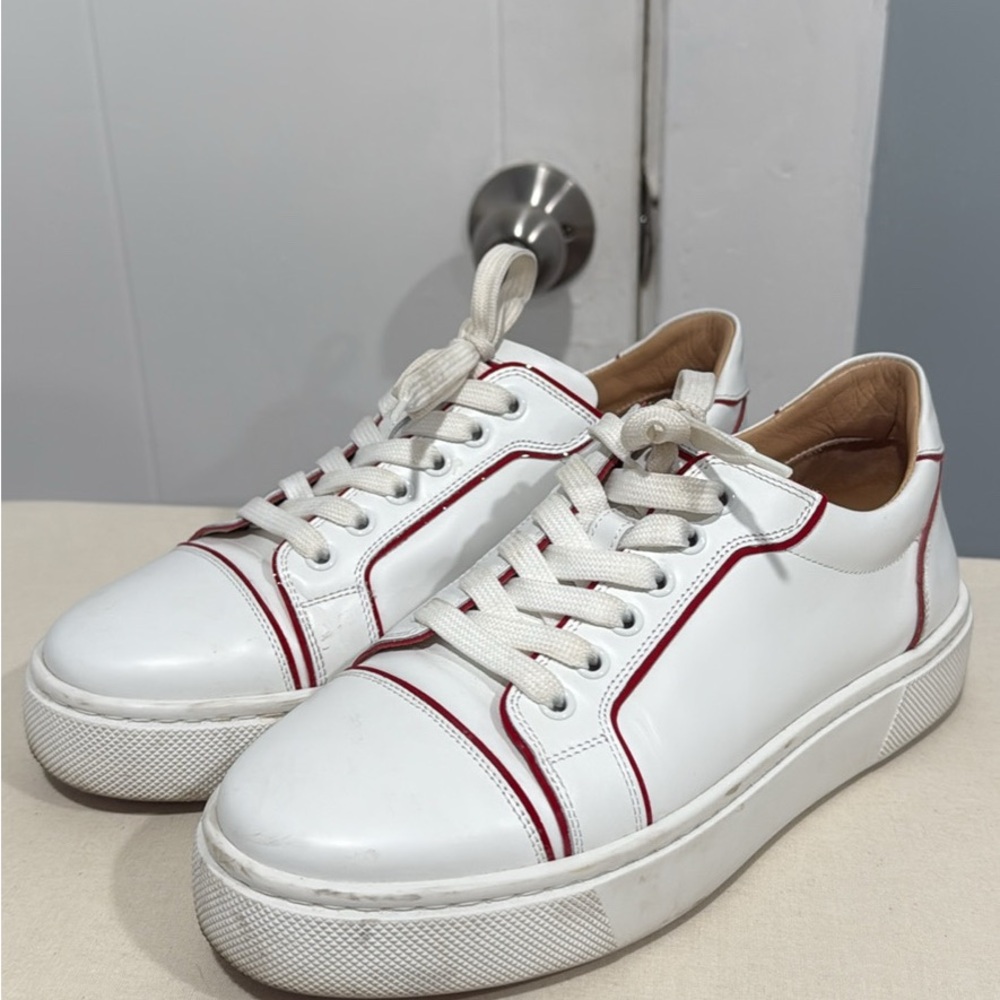 Christian Louboutin White and Red Sneakers